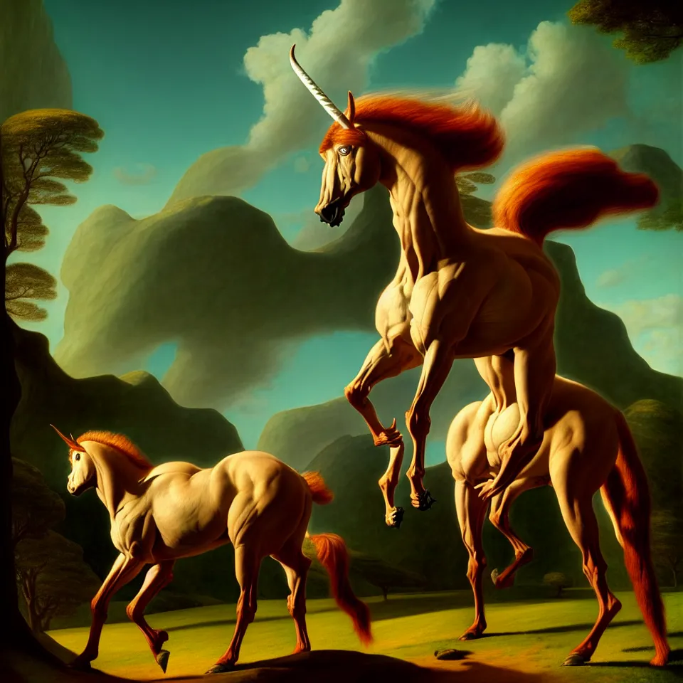 Image similar to a mythical centaur by George Stubbs, stunning fantasy background by Marianne North, moody, dramatic, sharp, very detailed, intricate, wild, concept art, sharp focus, illustration, digital art, 8k, octane render, masterpiece, artstation, cgsociety, vivid deep colors