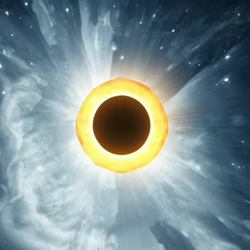 Prompt: hexagon sun shield floating in space, unreal engine, digital art, solar eclipse