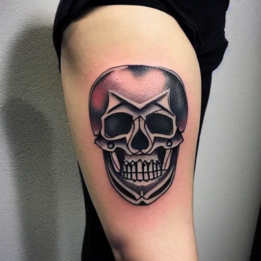 Image similar to tattoo design, stencil, tattoo stencil, traditional, a world famous tattoo of a geometric skull