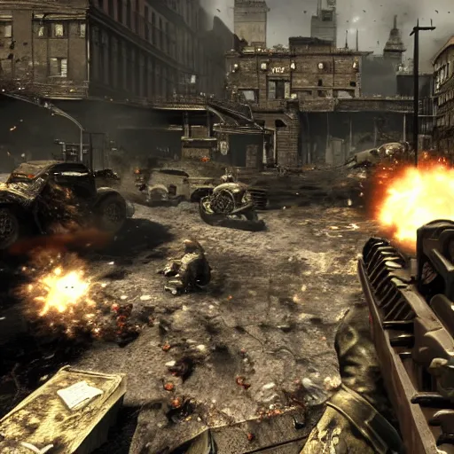 Image similar to call of duty world at war, zombies map set in New York,