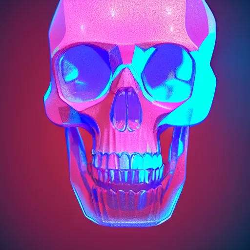 Prompt: refractive crystal skull, by charlie bowater, isometric, chroma colors, electroluminescent wire lighting, 8 k, polygon, paradox, screen space global illumination, volumetric light, transparent, liquid crystal, ray tracing reflections