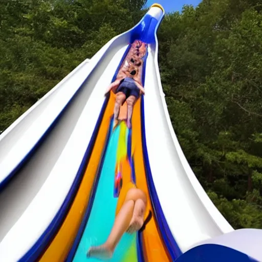 Image similar to first person perspective of going down a water slide