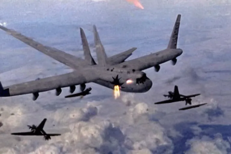 Image similar to gigachad!!!!!!!! getting nuked by a plane, ac 1 3 0 footage, government released footage