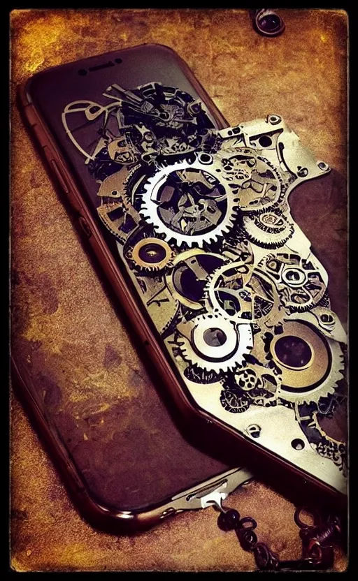 Prompt: “Steampunk iphone”