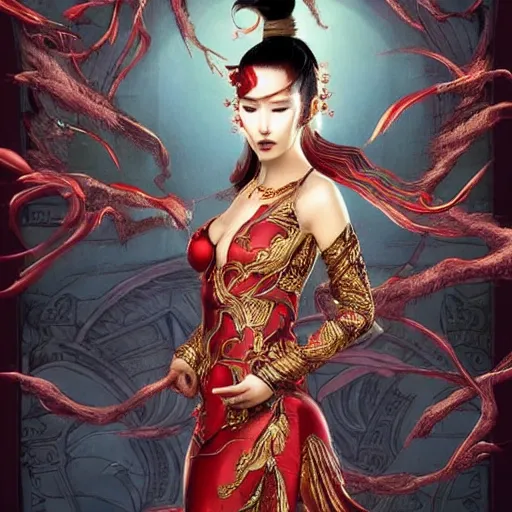 Prompt: Gorgeous Oriental Styled Fantasy Art Featuring Ironman