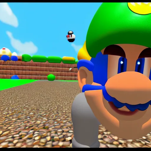 Prompt: Super mario 64 bob-omb battlefield, rendered in unreal engine, hyper detailed