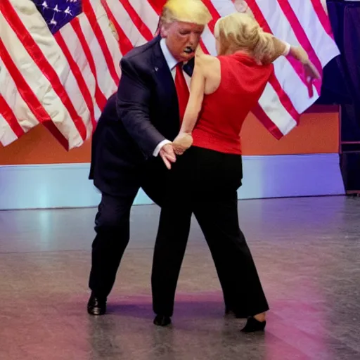 Image similar to Donald Trump dancing Tango in Buenos Aires