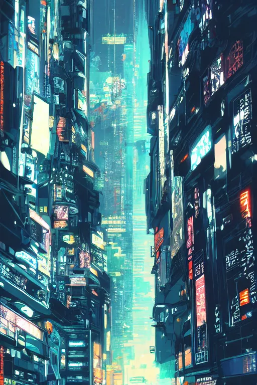 Prompt: cyberpunk illustration by shigenori soejima, street gang, concept art, intricate cyberpunk city, orange overlooking city