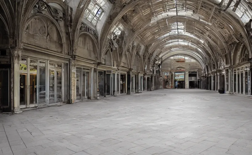 Image similar to empty arcade haunted by silver ghosts