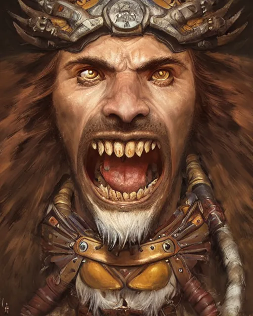 Image similar to portrait of a screaming spanish conquistador by filipe pagliuso and justin gerard, symmetric, detailed, intricate, digital painting, princess mononoke color scheme, masterpiece, sharp focus