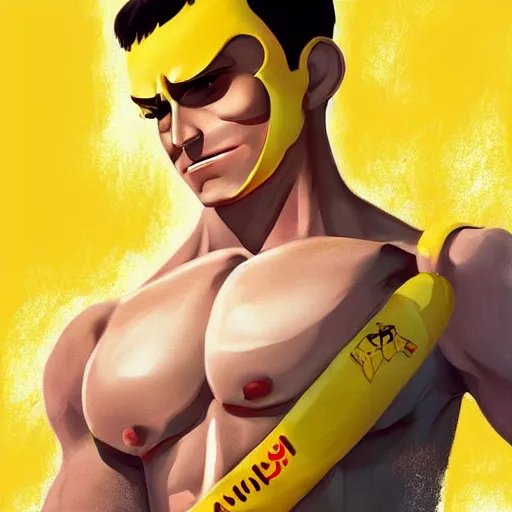 Prompt: Manuel Valls as an hero wearing a banana costume, digital painting, 4k, anime key visual, artstation, kuvshinov ilya