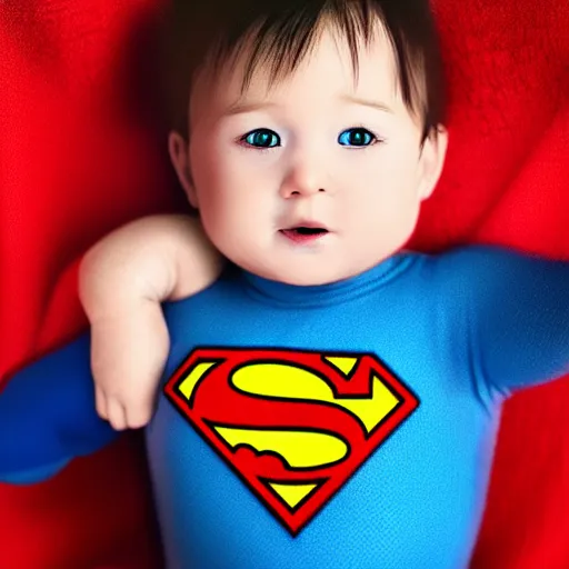 Image similar to realistic baby superman, photograph