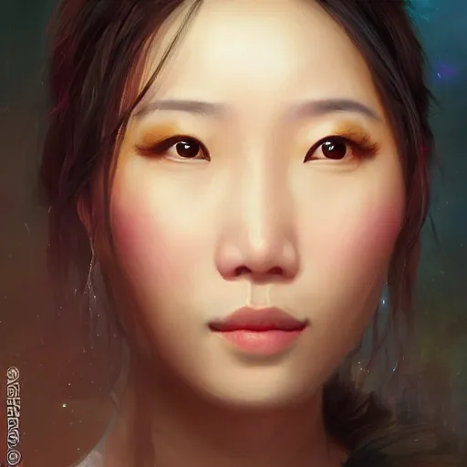 Prompt: portrait of an taiwanese woman ( 3 5 ) from taiwan in 2 0 2 1, an oil painting by ross tran and thomas kincade