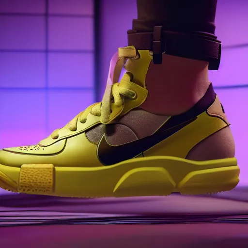 Image similar to nike airforce from cyberpunk 2 0 7 7, 3 d, ultra - realistic