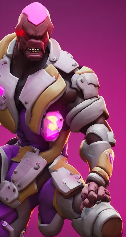 Image similar to doomfist, pink blazer, overwatch game, digital art, high detailed, artstation, octane render