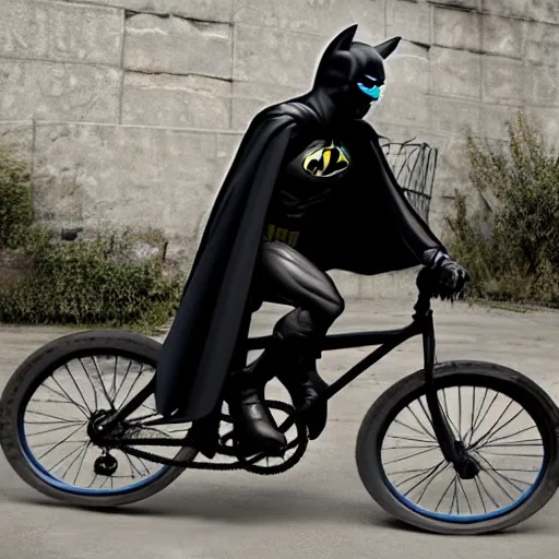 Prompt: batman riding a bike