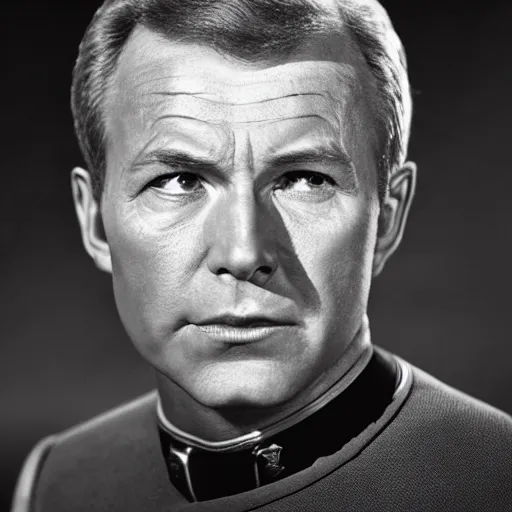 Image similar to photograph of captain j. kirk from star trek in absolute disbelief, shocked, mouth wide open, hands against his face. sharp photograph, sharp focus, highly detailed,, detailed face!!, ultra realism, dramatic lighting, zeiss lens, canon eos, detailed skin, dynamic pose, 8 k resolution, hyperrealism, portrait photography