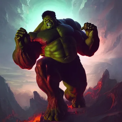 Image similar to doom eternal, hulk, painted by stanley lau, painted by greg rutkowski, painted by stanley, artgerm, masterpiece, digital art, trending on arts