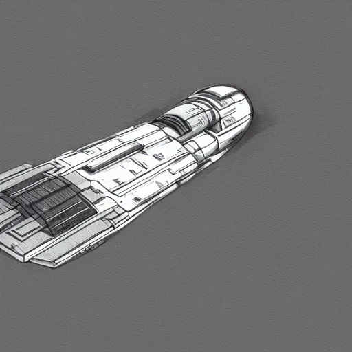 Image similar to isometric view of a star wars space ship in space, pencil sketch, concept art, digital art