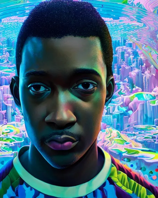 Prompt: highly detailed vfx portrait of marques brownlee, bubbles, global illumination, detailed and intricate environment by james jean, liam brazier, victo ngai and tristan eaton
