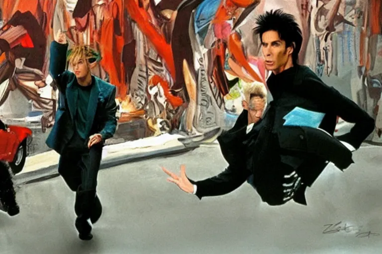 Prompt: a rodney greenblat painting of a scene from zoolander ( 2 0 0 1 )