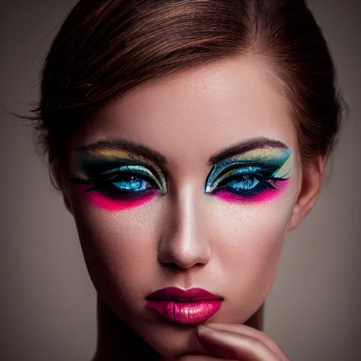Prompt: photo of a model ,bold, self-confidence, light make up cinematic,focus