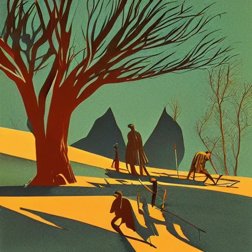 Image similar to eyvind earle desert fishing game