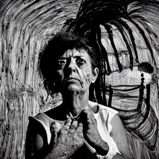 Prompt: photorealism of Ebola virus causes severe bleeding, organ failure, and can lead to death by Graciela Iturbide depressing, frustrated detailed, high definition chaotic, micro details wide angle lens dark lighting