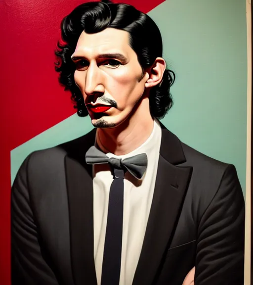 Image similar to portrait of a dapper adam driver by jon whitcomb and gil elvgren and and ayana otake and sydney prior hall, hyperrealism