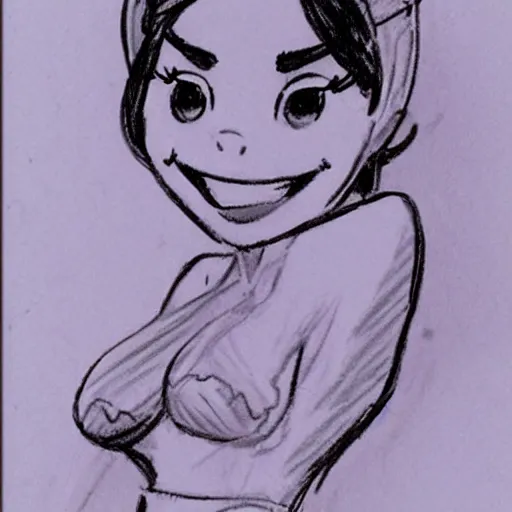 Image similar to milt kahl sketch of victoria justice with kim kardashian body as princess daisy from super mario bros