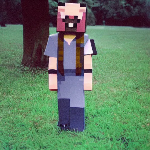 Image similar to minecraft villager, portrait, 3 5 mm film, by annie liebovitz