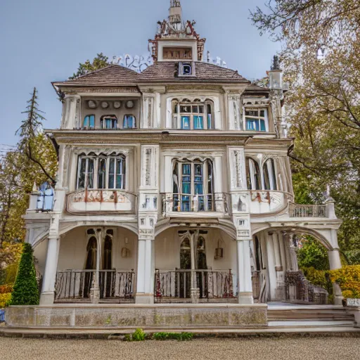 Prompt: House inspired by an ornate castle. Canon EF 28mm f/2.8 IS USM Wide Angle Lens.