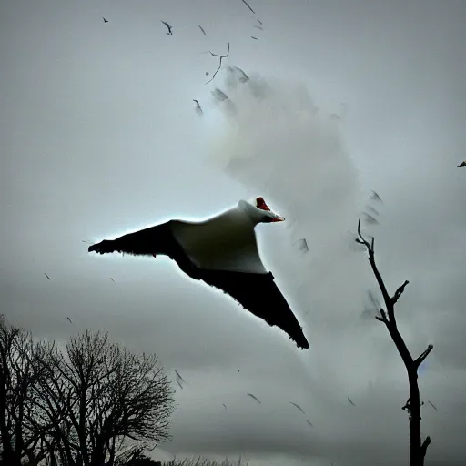 Image similar to a tornado! made of seagulls