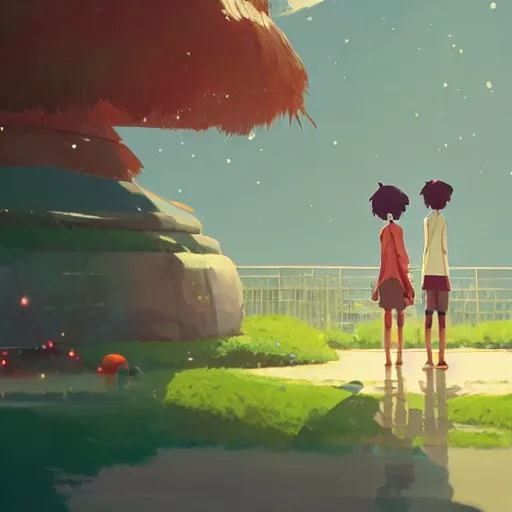 Image similar to enjoying the holidays in seychelles, detailed, cory loftis, james gilleard, atey ghailan, makoto shinkai, goro fujita, studio ghibli, rim light, exquisite lighting, clear focus, very coherent, plain background