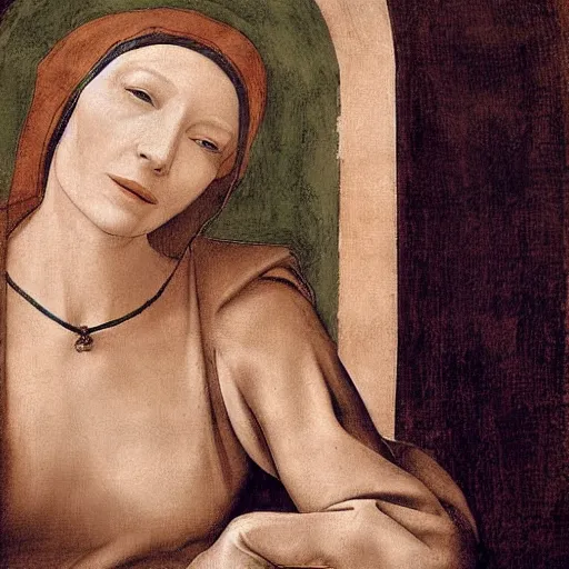 Prompt: painting of cate blanchett in the creation of adam by leonardo davinci