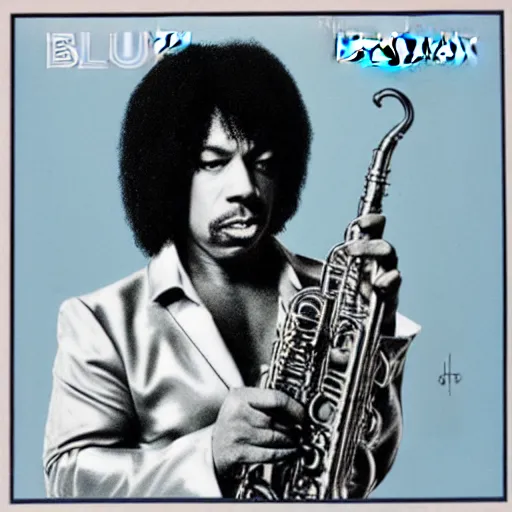 Image similar to Blue Note jazz album cover of Rick James playing the clarinet