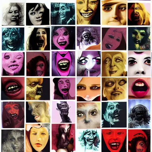 Image similar to collage artwork of monster woman