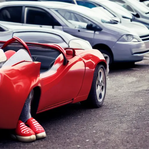 Prompt: cars with feet. stock photo