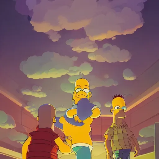 Image similar to hero world the simpsons, behance hd by jesper ejsing, by rhads, makoto shinkai and lois van baarle, ilya kuvshinov, rossdraws global illumination