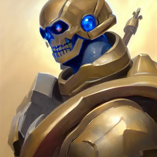 Image similar to greg manchess portrait painting of armored skeletor overwatch character, medium shot, asymmetrical, profile picture, organic painting, sunny day, matte painting, bold shapes, hard edges, street art, trending on artstation, by huang guangjian, gil elvgren, ruan jia, greg rutkowski, gaston bussiere