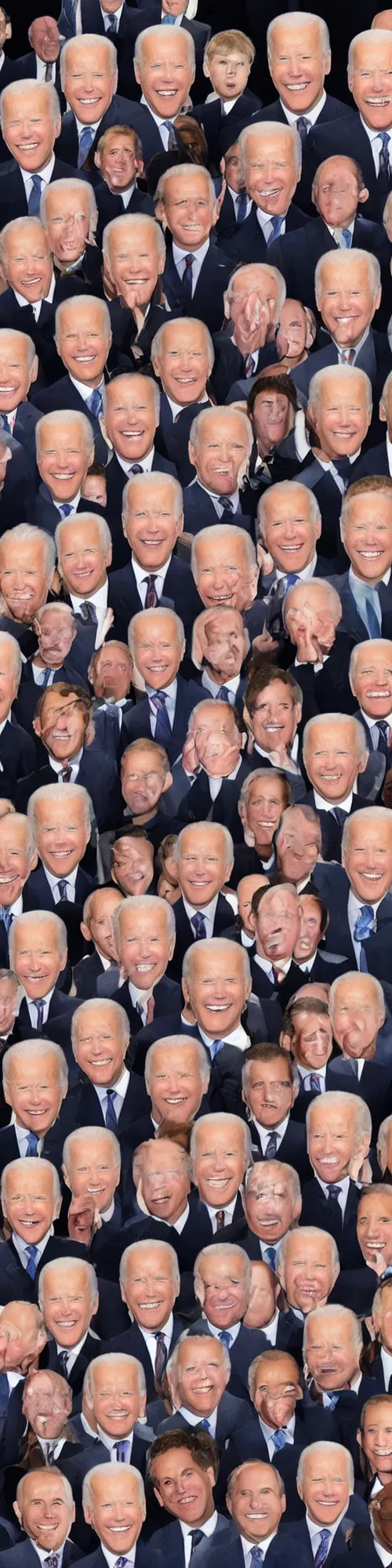 Prompt: a vertical stack of joe biden faces, detailed photograph