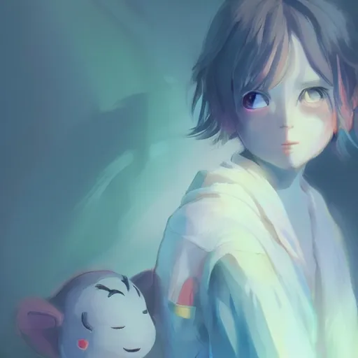 Image similar to beautiful huggy-wuggy from poppy-playtime the video game, digital painting by Hiyao Miyazaki, Studio Ghibli, Yanjun Cheng, portrait, cinematic lighting, highly detailed, concept art, Atmosphere, illustration, smooth, sharp focus, editor's pickup, trending on artstation, trending on deviantart