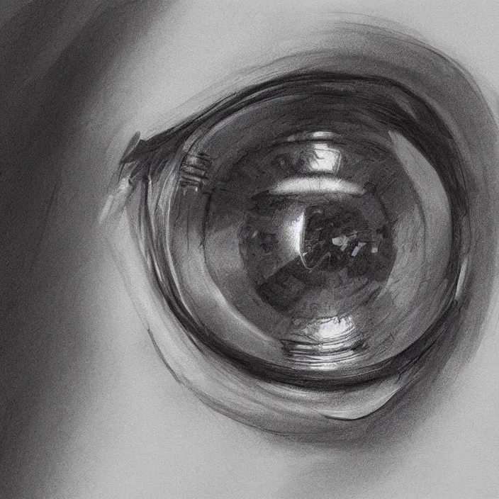 Prompt: the eye of the sea. traditional pencil portrait on paper, by brad wright, principal concept artist. practice. trending on artstation. ink dry media.