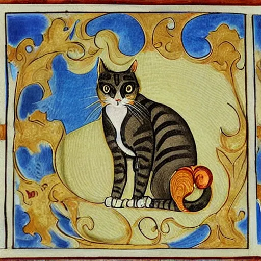 Image similar to illuminated manuscript cat illustrations