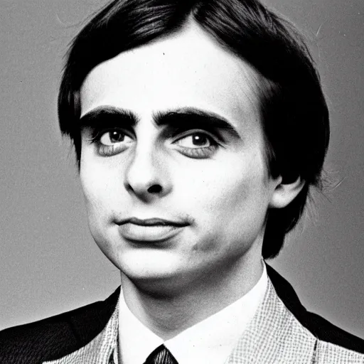 Image similar to extremely detailed photo of young carl sagan, detailed face