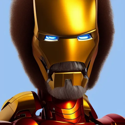 Prompt: Bob Ross is Iron Man, hyperdetailed, artstation, cgsociety, 8k