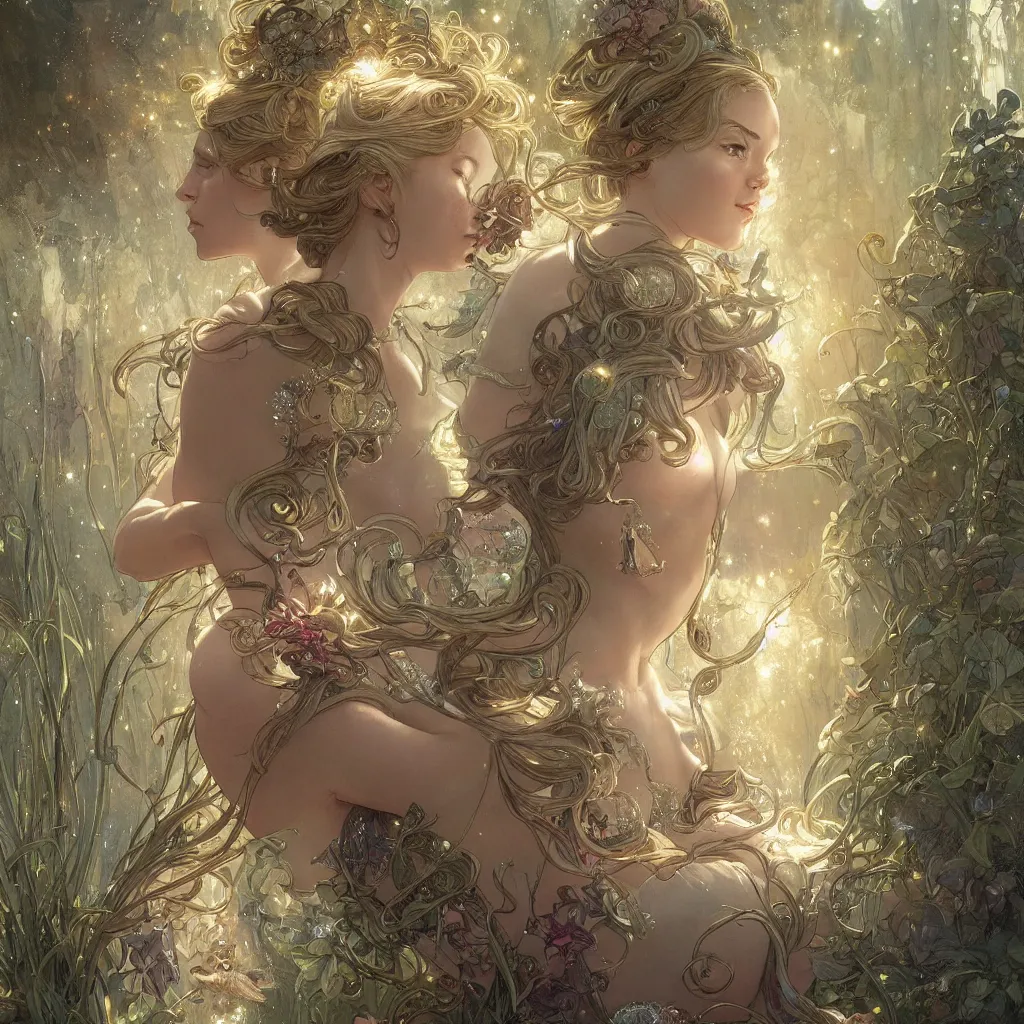 Image similar to a beautiful fairy next to a giant snail with sparkles, D&D, fantasy, intricate, cinematic lighting, highly detailed, digital painting, artstation, concept art, smooth, sharp focus, illustration, art by Terry Moore and Greg Rutkowski and Alphonse Mucha