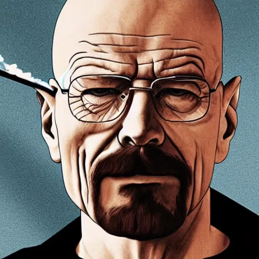 Prompt: Walter White smoking a joint
