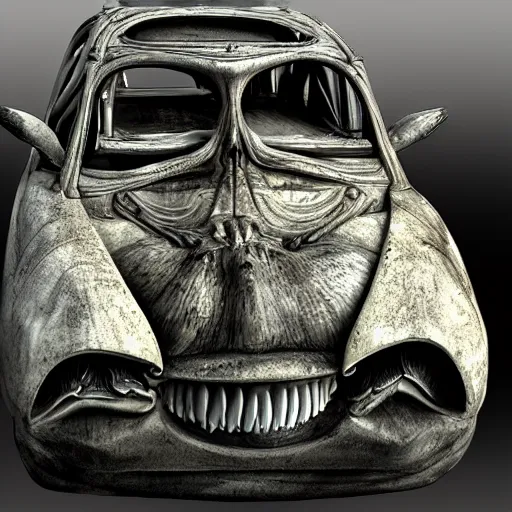 Image similar to car, by giger, realistic, detailed