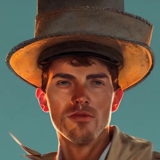 Image similar to Portrait of Sam Gray wearing a sombrero hat, by Cedric Peyravernay, highly detailed, excellent composition, cinematic concept art, dramatic lighting, trending on ArtStation